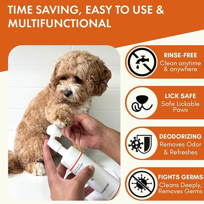Dog Paw Cleaner | Gentle &amp; PH-Balanced | Dog Paw Wash for All Breeds | Nourishing Formula with Aloe Vera | Portable &amp; Easy-to-Use | Paw Cleaning Foam with Silicone Brush - 5.1 Fl Oz