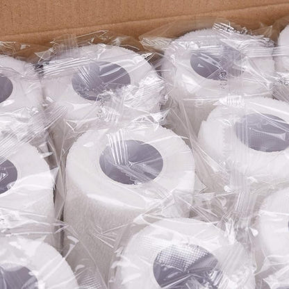 TOBWOLF 12PCS Self Adhering Bandage, 4" x5yd / 10cmx4.5m Cohesive Elastic Bandage Wrap Gauze Roll, Breathable Sports Tape, Medical Wrap for Wrist Ankle Knee Leg Sprains Swelling - White