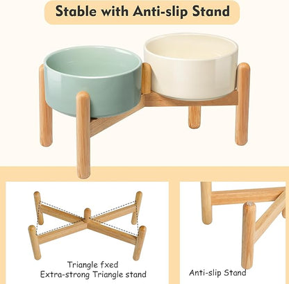 Wordcam Elevated Ceramic Dog Bowls,Raised Dog Dish with Stand,Pet Food and Water Feeding Bowls for Small Medium Dogs(6.5&
