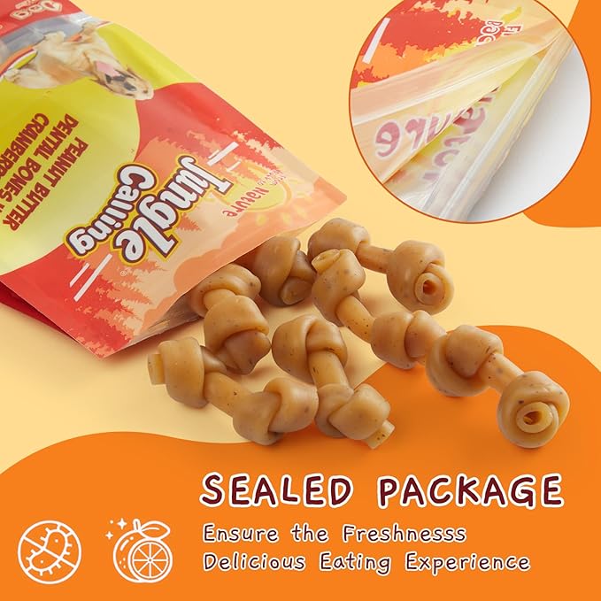 Jungle Calling Peanut Butter Dog Treats, Dental Puppy Chews, Rawhide-Free Bones for Small Dogs, 2.5&