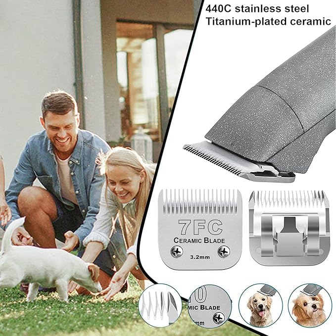 4PACK Dog Grooming Clipper Replacement Blades Compatible with Andis Pet Clipper/Oster A5/Wahl KM Series Dog Clipper,Ceramic Blade &amp; Stainless Steel Blade (