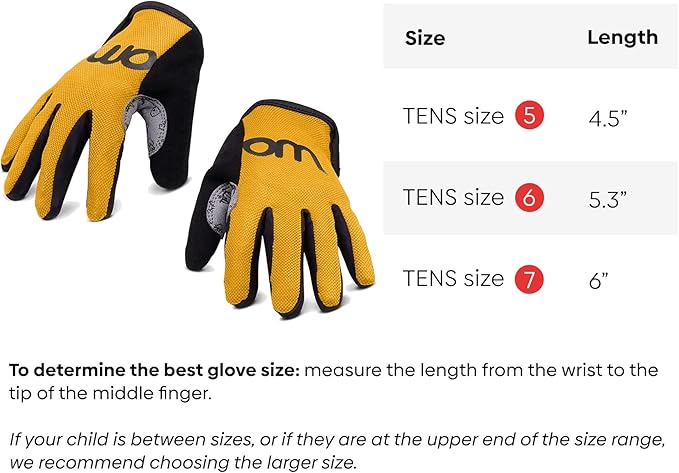 woom TENS Bike Gloves, Child’s &amp; Youth Bicycle Full Finger Protection with Grip for Road Cycling &amp; Mountain Biking (Boys &amp; Girls)
