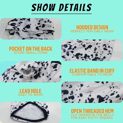 Dalmatian Hoodie, Cute Halloween Cosplay Winter Costume With Pocket, Dalmatians Print Clothes for Medium Large Dogs, Xx-Large