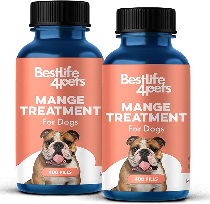 Mange Treatment for Dogs, Natural Dog Itching Skin Relief for Demodectic &amp; Puppy Mange, Mites, Canine Scabies, Helps Dogs Skin Irritation, Hot Spots, Hair Loss, and Canine Dandruff, 800 Odorless Pills