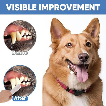 Pet Dental Finger Wipes for Dogs &amp; Cats, 120 Count Dog Teeth Cleaning Dental Finger Wipes No-Rinse Cat &amp; Dog Tooth Brushing Kit, Remove Plaque and Tartar &amp; Freshens Breath (60 Count x2)