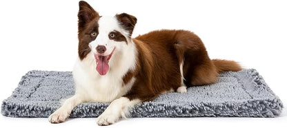 Stoutwool Indestructible Dog Bed - Fluffy Chew Proof Dog Crate Pad - Tough Kennel Pad for Aggressive Chewers - Washable, Ideal for Large Breeds &amp; Fits 36-Inch Crate - 35"x22", Charcoal