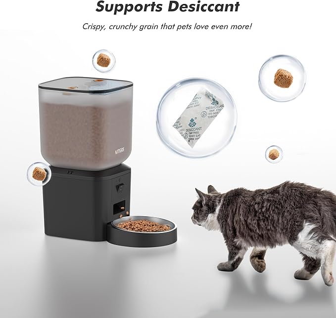 Automatic Dog &amp; Cat Feeder with Camera &amp; WiFi – 8L/34 Cups, 1080P Night Vision, 2.4 &amp; 5G WiFi, 2-Way Talk, 10s Voice Recording, Timed Food Dispenser, Up to 99 Portions, 15 Meals Per Day