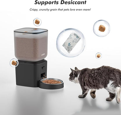 Automatic Dog &amp; Cat Feeder with Camera &amp; WiFi – 8L/34 Cups, 1080P Night Vision, 2.4 &amp; 5G WiFi, 2-Way Talk, 10s Voice Recording, Timed Food Dispenser, Up to 99 Portions, 15 Meals Per Day