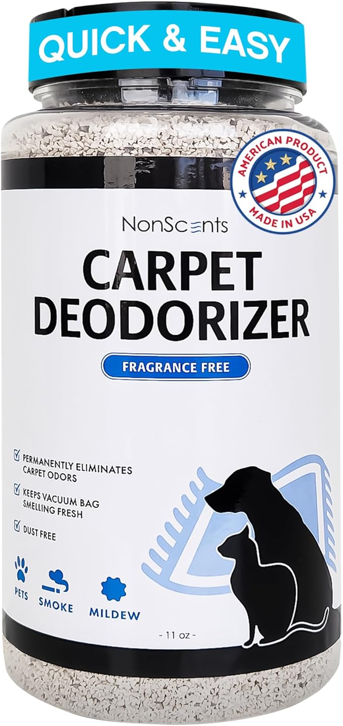 NonScents Carpet &amp; Rug Odor Eliminator - Safe &amp; Fragrance-Free Pet Carpet Deodorizer - Cat and Dog Smell Neutralizer - Removes Pet Urine Odors - Fresh Scent Powder in Pet Areas at Home