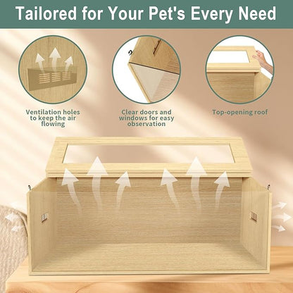 Large Hamster Cage 40", Top Opening Lockable Roof, Gerbil Cage with Ventilation Window, Dwarf Hamster Cages and Habitats, Chewproof Syrian Hamster Habitat Enclosure, (Wooden, 40" L x 16" W x 16" H)