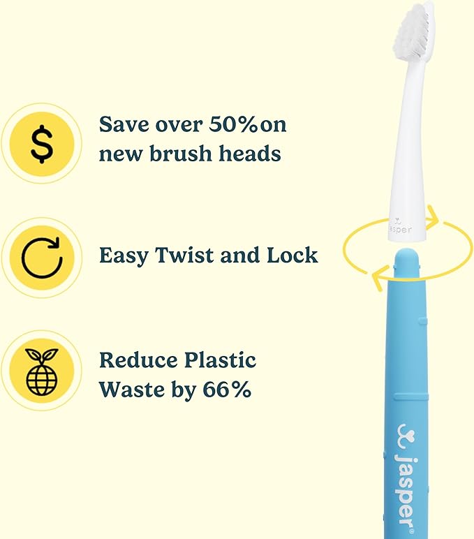 Jasper Microbrush Cat Toothbrush, Soft-Bristled Toothbrush Kit for Felines &amp; Small Dogs, Non-Slip Handle with 2 Replaceable Brush Heads, Use with Cat Toothpaste (Microbrush, Brush Heads Only)