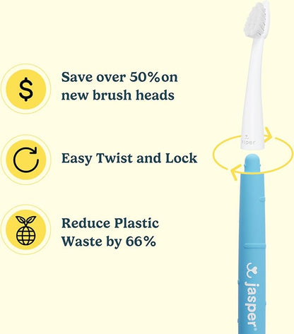 Jasper Microbrush Cat Toothbrush, Soft-Bristled Toothbrush Kit for Felines &amp; Small Dogs, Non-Slip Handle with 2 Replaceable Brush Heads, Use with Cat Toothpaste (Microbrush, Brush Heads Only)