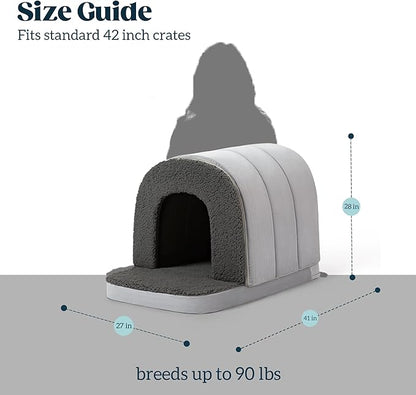 Orthopedic Dog Bed House - Dog House Indoor with Egg-Crate Foam - Tent Bed with Waterproof Lining &amp; Nonskid Bottom, Ideal for Extra Large Breeds &amp; Fits 42-Inch Crate - 41"x27", Charcoal