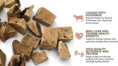 Organic Freeze Dried Dog &amp; Cat Treats - Single Ingredient, Grain Free Food Toppers for Healthy Pets, No Fillers or Preservatives (3 Bag, Beef)