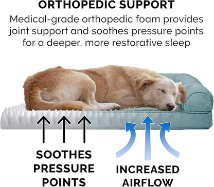 Furhaven Orthopedic Dog Bed for Large/Medium Dogs w/ Removable Bolsters &amp; Washable Cover, For Dogs Up to 55 lbs