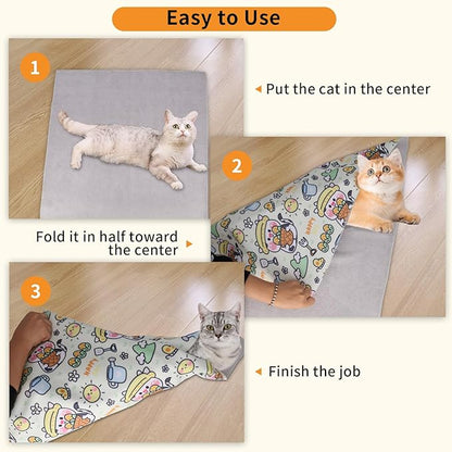 Cat Wrap for Grooming,Cat Wrap for Cutting Nails,Self-Adherent Soft Cat Blanket，Restrain The Cat to Keep Calm,Anti-Bite, Anti-Scratch, Wrap Anti-Escape Grooming Bags for Cats (Within 6lbs)