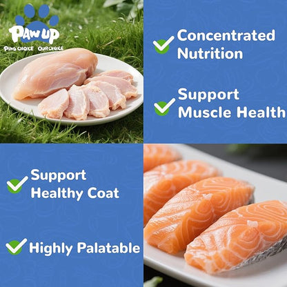 Freeze Dried Raw Dog Food, Chicken &amp; Salmon Recipe Dog Food Topper, High Protein, Rawhide Free, Gluten&amp;Grain Free for Dogs, Cats, 5.3oz