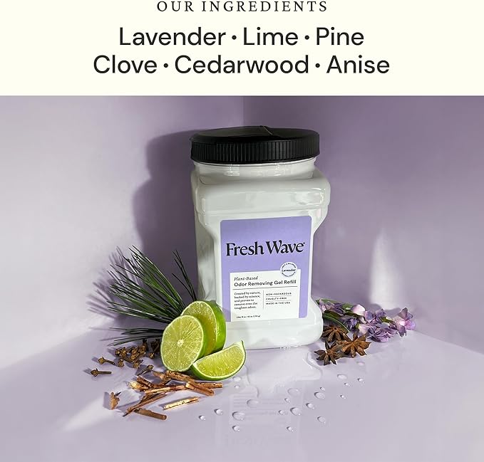 Fresh Wave Lavender Odor Removing Gel Refill, 63 oz. - Safer Odor Absorbers for Home, Natural Plant-Based Odor Eliminator, Every 15 oz. lasts 30-60 Days, For Cooking, Trash &amp; Pets