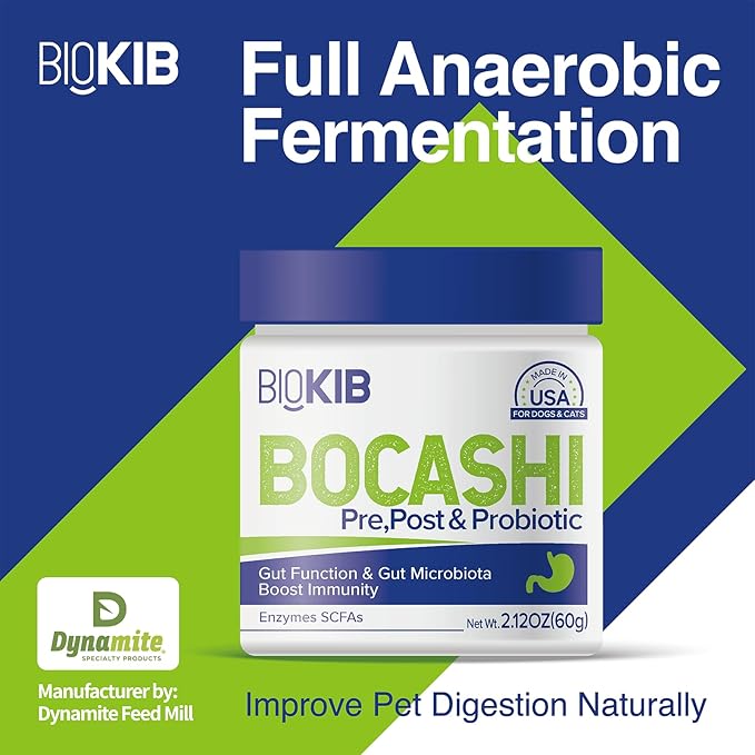 BOCASHI Probiotics for Dogs &amp; Cats, Pet Fermented Nutritional Powder - for Digestive Health, Gut Support, Diarrhea &amp; Constipation, Immune Booster - Natural, Made in USA - 60 Scoops
