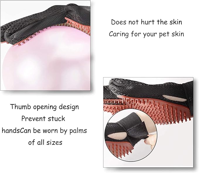Pet Grooming Glove Hair Remover Brush Gentle Deshedding Efficient Pet Mitt Pet Massage Gloves Left &amp; Right Hand Draw Dogs Cats Horses Long Short Fur (1Pair Left &amp; Right Hand)
