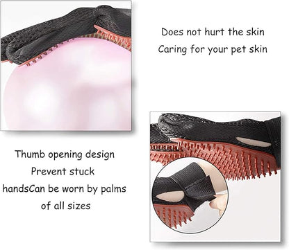 Pet Grooming Glove Hair Remover Brush Gentle Deshedding Efficient Pet Mitt Pet Massage Gloves Left &amp; Right Hand Draw Dogs Cats Horses Long Short Fur (1Pair Left &amp; Right Hand)