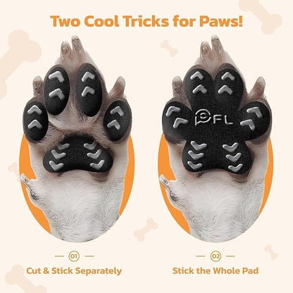 Anti Slip Dog Paw Protector Pads for Senior Dogs, Paw Pads for Dogs Traction, Disposable Self Adhesive Paw Grips for Old Dog on Slippery Hardwood Floor, Black 12 Sets (48pcs) S(4-10lbs)