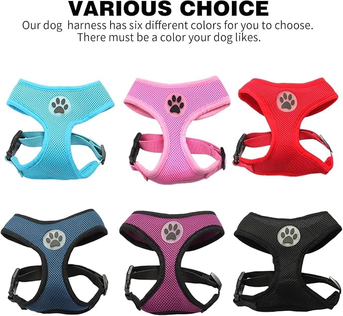 BINGPET No Pull Dog Harness - All Weather Mesh Step-in Vest for Small Dogs, Breathable Mesh Puppy &amp; Cat Harness, Red, X-Small