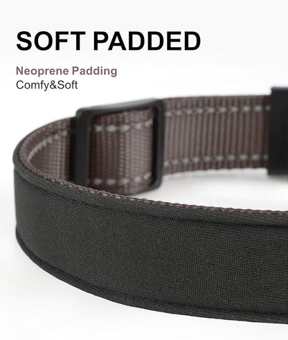 TagME Airtag Dog Collar,Waterproof Reflective Pet Collar with Airtag Holder,Soft Padded and Double D-Rings for Large Dogs,Brown