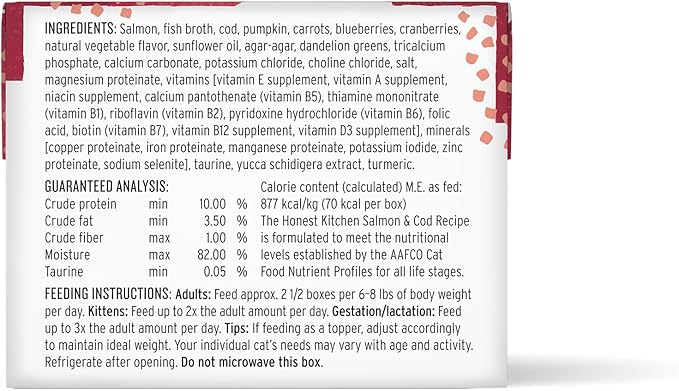 The Honest Kitchen Grain Free Minced Salmon &amp; Cod in Fish Broth Gravy Wet Cat Food, 2.8 oz x12