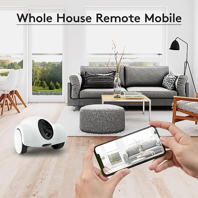Pet Cameras with Phone App 15 Days Long Standby Pet Robot for Dog Treat Dispenser Feeder 1080P Full HD Dog Robot Camera 360°Move Freely 2-Way Audio (2.4G WiFi ONLY, No Bluetooth)