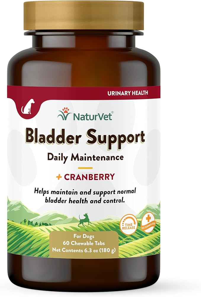 NaturVet – Bladder Support for Dogs – Plus Cranberry | Supports Healthy Bladder Control &amp; Normal Urination | 60 Time Release Chewable Tablets