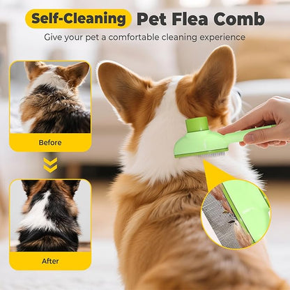 Cat Steam Brush for Shedding, 4 in 1 Rechargeable Steam Brush for Cats and Dogs, Anti-Static, Massage, flea comb for cats&amp; Pet Removal Hair Glove,Shedding &amp; Combing All In One!