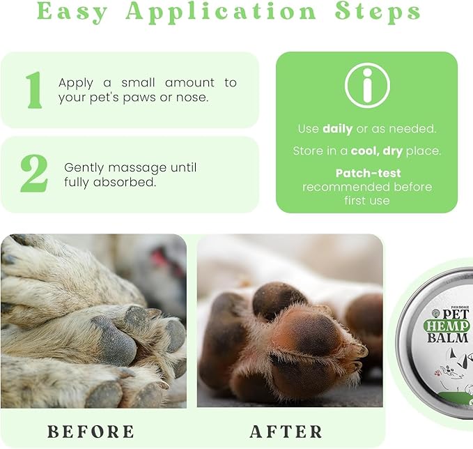 Pet Hemp Balm for Dogs &amp; Cats – Soothes Dry, Cracked Paws &amp; Noses – Natural Paw &amp; Nose Moisturizer with Healing Ingredients – Organic Dog Paw Pad Protector for Extreme Weather – Lick Safe