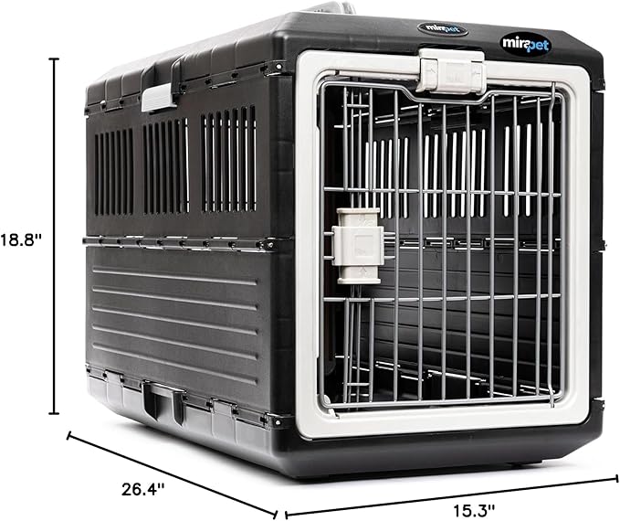 USA Pet Carrier &amp; Crate 26" - Premium Collapsible Design for Medium Cats and Dogs - Portable Kennel for Indoor/Outdoor Use - 360-Degree Ventilation &amp; Hard Plastic Wall Protection