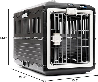 USA Pet Carrier &amp; Crate 26" - Premium Collapsible Design for Medium Cats and Dogs - Portable Kennel for Indoor/Outdoor Use - 360-Degree Ventilation &amp; Hard Plastic Wall Protection