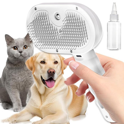 Pet Steam Brush, Self Cleaning Brush with Mist Spray, Deshedding Tool for Dogs &amp; Cats, Pet Hair, Tangle-Free Grooming Brush for Long/Short Haired Pets