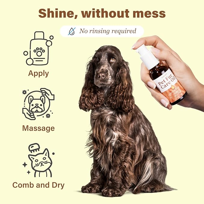 Pet Fur Care Oil - Detangles, Reduces Shedding - Adds Shine with Collagen &amp; Natural Oils - Leave-in Conditioner for Dogs &amp; Cats - 1.01 fl. oz