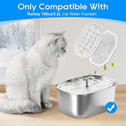 16+16 Pack Pet Water Fountain Filter Compatible with Rellaty &amp; Fit for Neareal 108oz/3.2L Automatic Dog Water Dispenser, Cat Filters for Fountain Cat Bowl