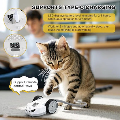 Interactive Cat Toys for Indoor Cats - Smart Moving Electric Mouse with Remote Control, Feather Tail, and Rechargeable Battery - Automatic Play for Bored Kittens &amp; Adult Cats &amp; Daily Exercise