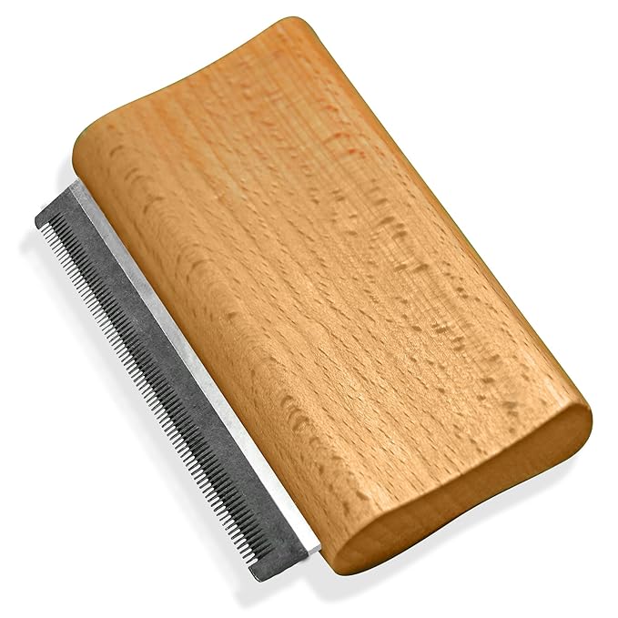 Jocomb Wooden Deshedding Brush for Dogs, Cats &amp; Horses - Gentle Grooming Tool for Thick, Short &amp; Wiry Coats - Dematting Pet Brush for Shedding Control &amp; Comfort