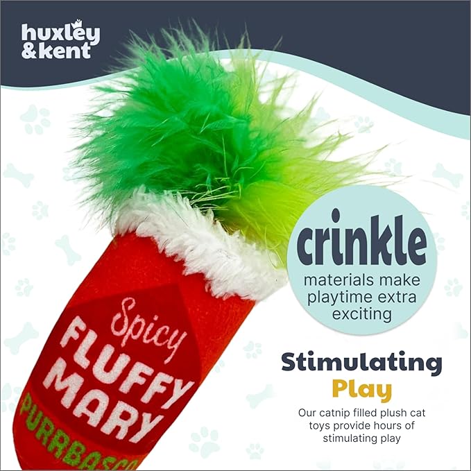 Huxley &amp; Kent Plush Cat Toy - Interactive Catnip Toy for Cats &amp; Kittens - Soft Kitty Toys with Crinkle &amp; Catnip - Fun Indoor Play - Fluffy Mary