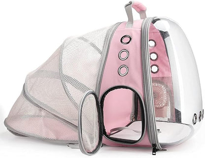 Lollimeow Cat Carrier Backpack, Bubble Expandable Backpack Carrier, Pets and Small Dogs,Airline-Approved, Designed for Travel, Hiking, Walking &amp; Outdoor Use (Back Expandable-Pink)