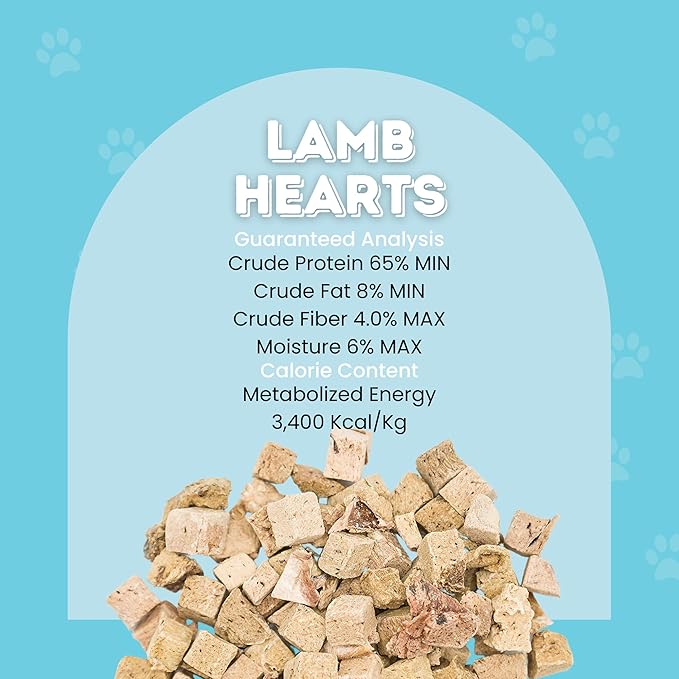 hotspot pets Freeze Dried Lamb Heart Treats for Cats &amp; Dogs - 1LB Big Bag- Single Ingredient All Natural Grain-Free - Perfect for Training, Healthy Topper or Snack - Made in USA