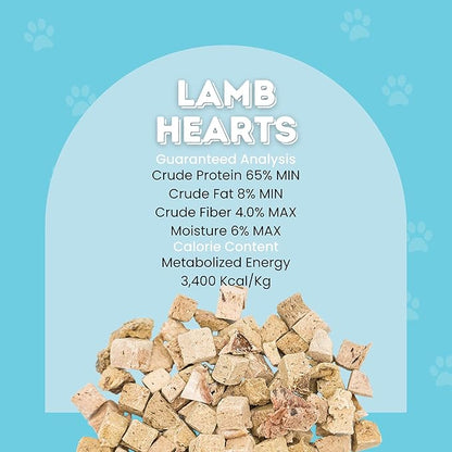 hotspot pets Freeze Dried Lamb Heart Treats for Cats &amp; Dogs - 1LB Big Bag- Single Ingredient All Natural Grain-Free - Perfect for Training, Healthy Topper or Snack - Made in USA