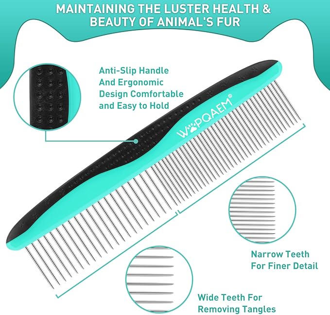 Dog Brush Kit for Grooming Short Long Haired Cats, 3 in 1 Dog Grooming Set for Small Animals, Puppy Self-Cleaning Slicker Brush for Shedding Medium &amp; Large Dogs. Free Pet Comb + Nail Clippers