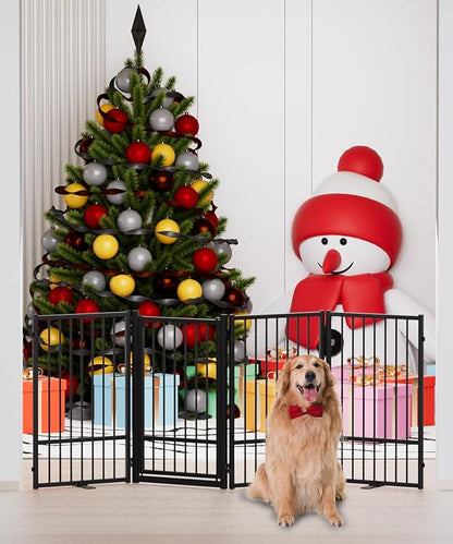Full Metal Freestanding Dog Gate with Door, 32&