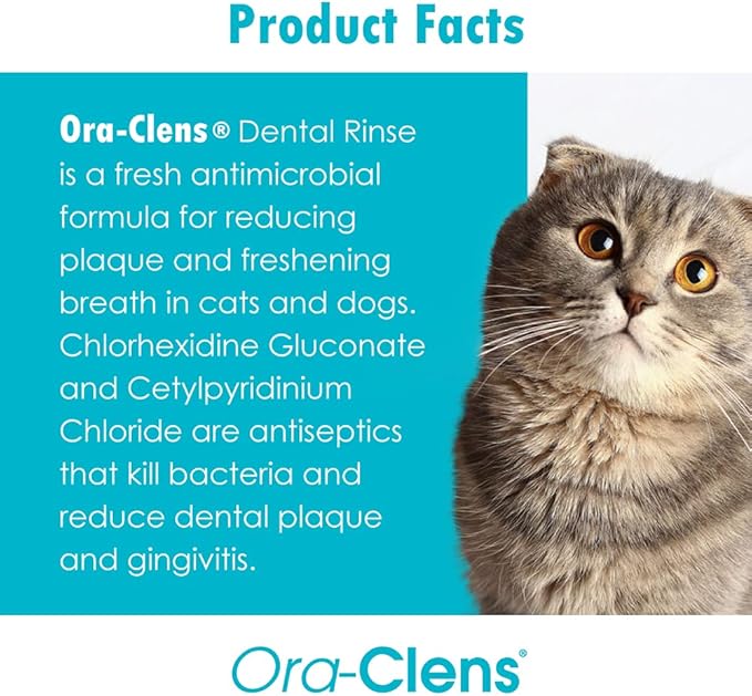 Ora-Clens Dental Rinse for Dogs &amp; Cats - Cleans Teeth, Freshens Breath - Antimicrobial - 8 fl oz