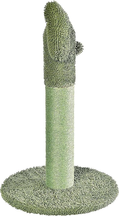 Amazon Basics Cat Scratcher - Indoor Cactus Single Cat &amp; Kittens Scratching Post with Dangling Ball, Medium (25.6"H) - Green