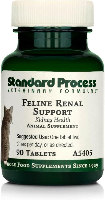 Standard Process Inc. Feline Renal Support - Cat Supplement to Support Kidney &amp; Urinary Health, Cat Supplies with Whole-Food Based Ingredients, Feline Supplement to Aid Kidney Function - 90 Tablets