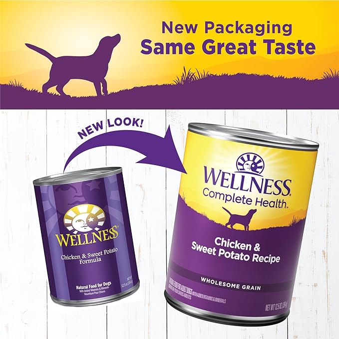 Wellness Complete Health Natural Wet Canned Dog Food, Chicken &amp; Sweet Potato, 12.5-Ounce Can (Pack of 12)